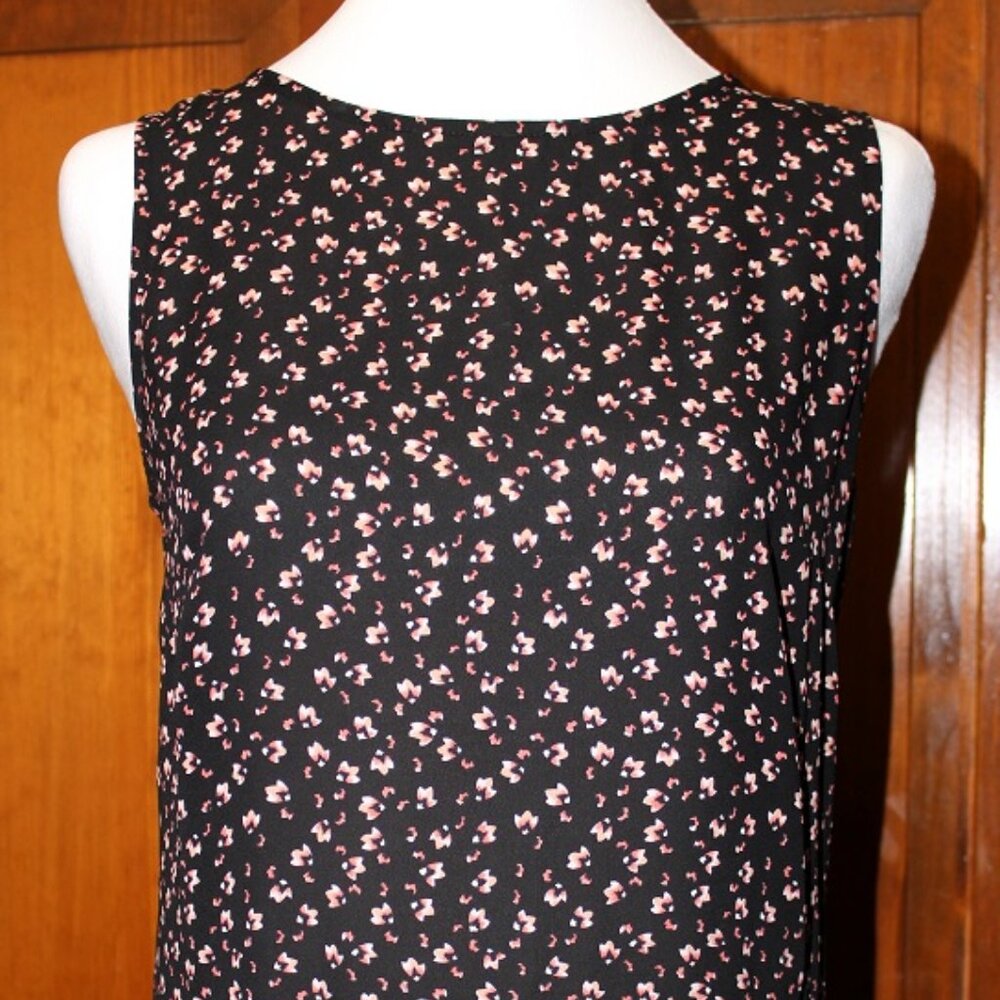 Top, LOFT, black W/floral print